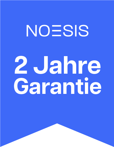 Noesis Symbol 2-Jahres-Garantie auf blauem Hintergrund