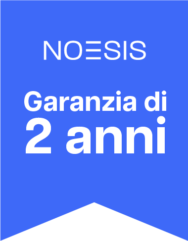 Icona della garanzia di 2 anni Noesis su sfondo blu